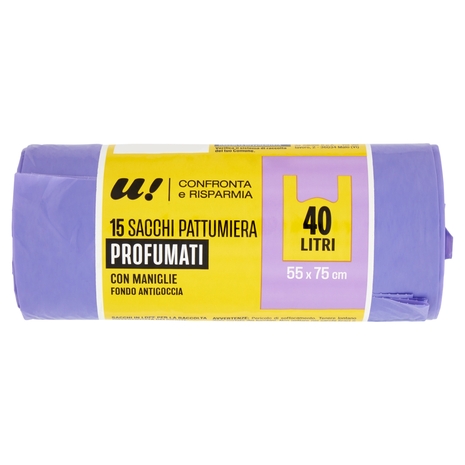 15 Sacchi Pattumiera Viola 40 Litri Profumati U! Confronta e Risparmia